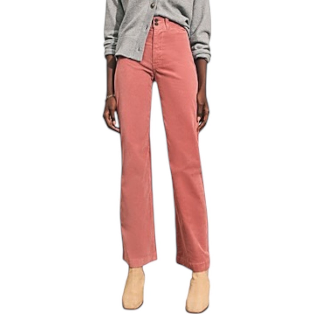 Faherty‎ Women's Stretch Cord Wide Leg Pants Pink Corduroy Size 25 Retro Casual